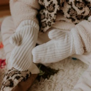 Moufles velours Ecru