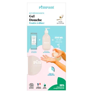 Pimpant -- Kit découverte Gel douche Fleur de coton poudre à diluer - 1 bouteille + 1 recharge