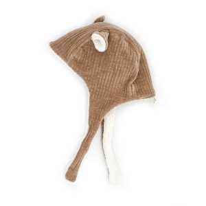 Bonnet velours taupe réversible