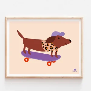 Affiche chien skateur