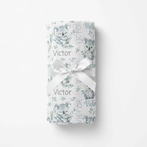 Couverture en mousseline de bambou | Koala eucalyptus prénom répétitif