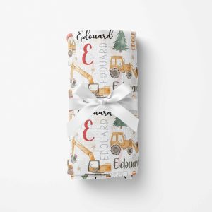 Couverture en mousseline de bambou | Machinerie de Noël prénom répétitif