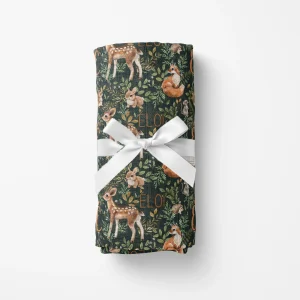 Couverture en mousseline de bambou | Forêt enchantée prénom répétitif