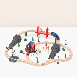 Jeu de train et piste de construction de pont