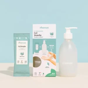 Pimpant -- Kit découverte gel douche aloe vera en poudre à diluer - 1 bouteille + 1 recharge