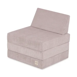 Matelas Foldie large avec appui-tête - Velours côtelé rose clair premium - Plush Nest