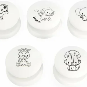 Coffret Stampinoo Savane - 5 Tampons en Mousse et 1 Encrier Pour Petites Mains