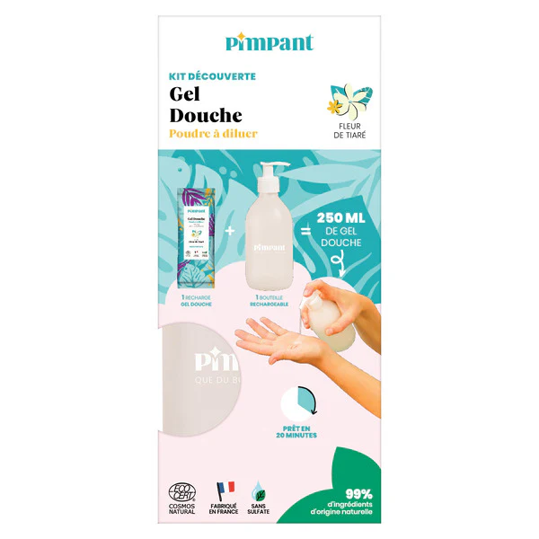 Pimpant -- Kit découverte Gel douche Tiaré - 1 bouteille + 1 recharge – Image 2