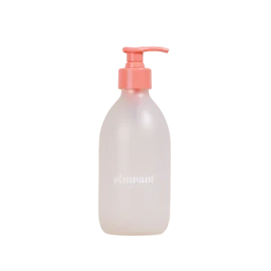 Pimpant -- Bouteille en verre rechargeable  pour gel douche (pompe rose kids) - 250 mL